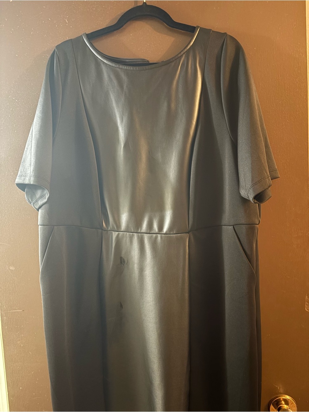 Torrid 3x Black Faux Leather Panel Short Sleeve Women’s Dress